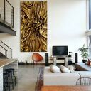 Ręcznie rzeźbiony obraz metaliczny - brudne złoto L'OR 80x160cm