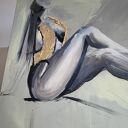 Golden - obraz kobiety na płótnie 90x90