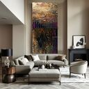 Duży obraz strukturalny metaliczny dyptyk „Śliwka w złocie” 2 szt. 120 x 120 cm