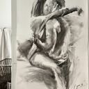 Ach Ty! - rysunek w węglu kobieta i mężczyzna 100x70 cm do sypialni