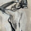 „Lady Beige” - kobieta szkic beżowo-czarny obraz 100x70