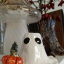 Ręcznie robiony ceramiczny duszek, świecznik, pojemnik w kształcie ducha, ozdoba Halloween, jesienna