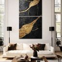 Obraz strukturalny złoto i czerń do salonu - dyptyk 80x160 cm