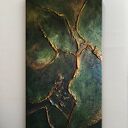 Efektowny duży obraz strukturalny abstrakcyjny płaskorzeźba 80x160cm