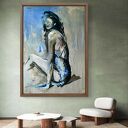 Blue Dress 120x80 - obraz kobiety w niebieskim stylu, inkografia Louka