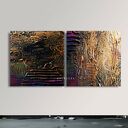 Duży obraz strukturalny metaliczny dyptyk „Śliwka w złocie” 2 szt. 120 x 120 cm