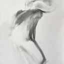 Duży obraz „Kobieta” w technice węgla 100x70 cm - Louka