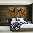 Obraz metaliczny Brudne Złoto L'OR 80x160 cm - ręcznie rzeźbiony