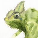 Oryginalna akwarela Kameleon - ręcznie malowana dekoracja do domu