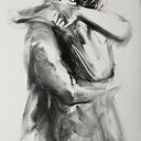 Lovers 100x70 - rysunek węglem do sypialni nad łóżko