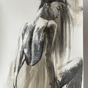 Lady 100x70 - czarno-biała grafika kobieca do salonu i sypialni