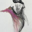 Pink - różowy rysunek kobiety 30x40 cm