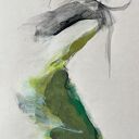 Green 50x70 - kobiecy szkic w zieleni