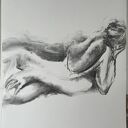Love You - 70x60 cm, rysunek węglem na papierze w ciepłej bieli