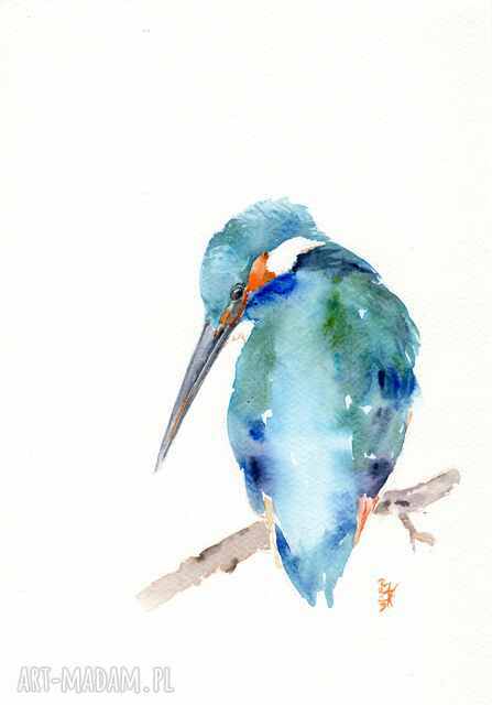 Oryginalna akwarela. Zimorodek