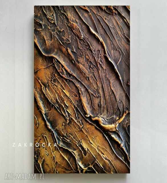 Efektowny duży obraz strukturalny abstrakcyjny płaskorzeźba 80x160cm
