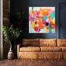 pomarańczowe kwadratowy geometryczna abstrakcja kolorowy, żywy dom obraz do salonu