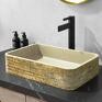 dom: grooves - dekoracyjna rzemieślnicza z żywiczego betonu - złota nablatowa nietypowe umywalki