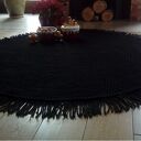 Dywan Classic Black z frędzlami 160 cm - czarny ze sznurka bawełnianego (dwustronny)