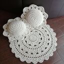 Komplet - dywan 80cm i 2 poduszki 40cm ze sznurka bawełnianego