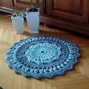 Dywan Mandalay szaro-błękitny 70 cm - okrągły dywan ze sznurka bawełnianego
