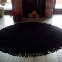Dywan Classic Black z frędzlami 160 cm - czarny ze sznurka bawełnianego (dwustronny)