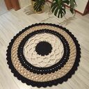 Dywan szydełkowy ze sznurka bawełnianego 100 cm (boho, ręcznie robiony)