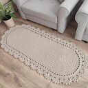 Dywan szydełkowy ze sznurka bawełnianego owalny 75x210 cm