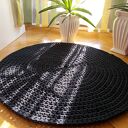 Dywan Classic Navy Blue ze sznurka - okrągły 100 cm, rękodzieło z bawełny