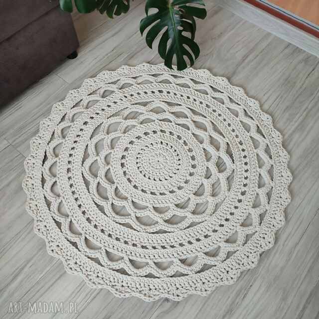 Dywan szydełkowy ze sznurka bawełnianego okrągły 90cm