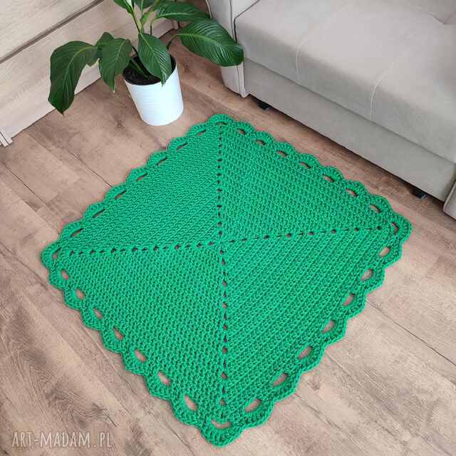 Dywan kwadratowy szydełkowy ze sznurka bawełnianego 90x90 cm