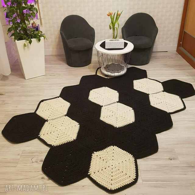 Dywan z sześciokątów ze sznurka bawełnianego 140x200 cm