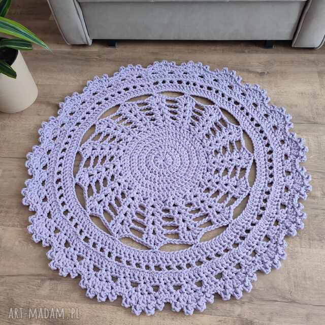 Dywan ze sznurka bawełnianego szydełkowy 90cm