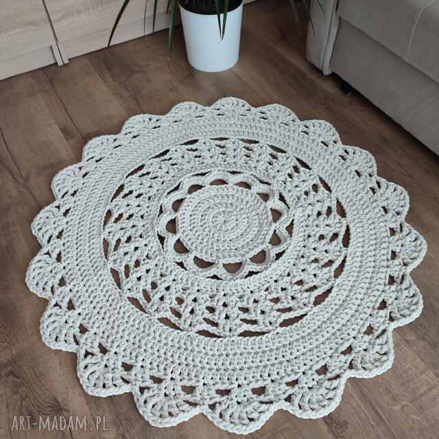 Dywan szydełkowy okrągły ze sznurka bawełnianego 90cm