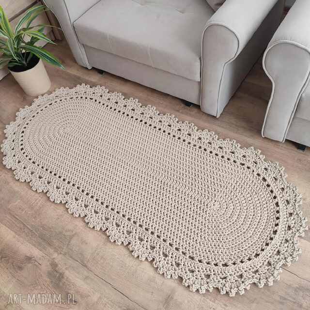 Dywan szydełkowy ze sznurka bawełnianego owalny 75x210 cm