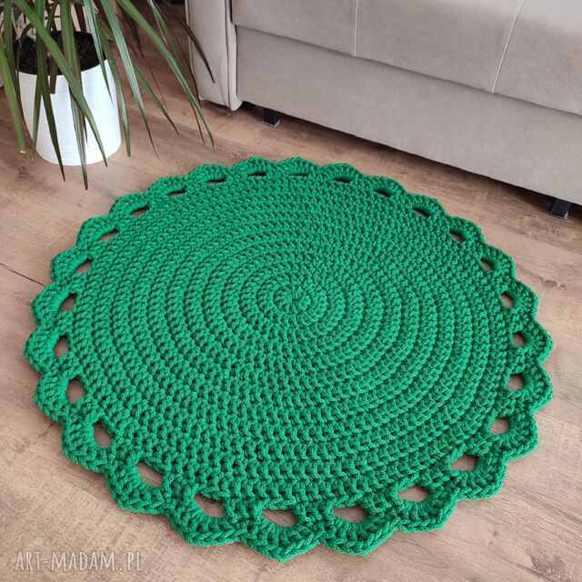 Dywan okrągły szydełkowy ze sznurka bawełnianego 80cm