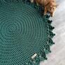 bawełniany okrągły z koronkowym wykończeniem, wykonany na dywan ręcznie robiony