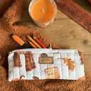 Jesienny zestaw: etui na książkę i piórnik (okładka + mini kosmetyczka)