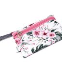 Wodoodporne etui na telefon i klucze - saszetka z karabińczykiem w motywie dzikie kwiaty