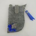 Etui na telefon - Szare z Niebieskim - Małe
