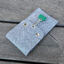 Etui na długopisy i ołówki - szare z zielonym sercem