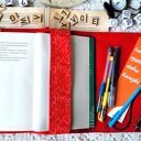 Wodoodporne etui na książkę i notes - czerwone serduszka