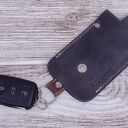 Skórzane etui na klucze z grawerem, kolor Szary