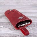 Skórzane etui na klucze z grawerem, kolor czerwony