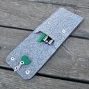 Etui na długopisy i ołówki - szare z zielonym sercem