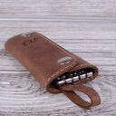 Skórzane etui na klucze z grawerem, kolor jasny brąz