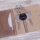 Skórzane etui na klucze z grawerem, kolor beżowy