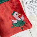 Ręcznie szyte etui na okulary z haftem kaczki baletnicy