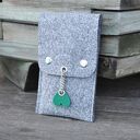 Etui na długopisy i ołówki - szare z zielonym sercem