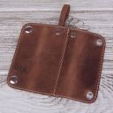 Skórzane etui na klucze z grawerem, kolor jasny brąz